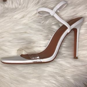 ☁️ TOPSHOP White Satin Ankle Strap Sandal